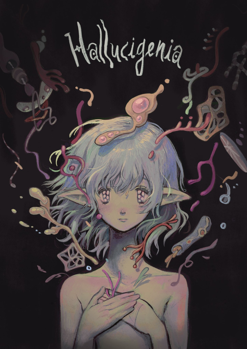 blue_hair, blush, collarbone, colored_skin, copyright_request, dizzychelsy, eyelashes, floating_hair