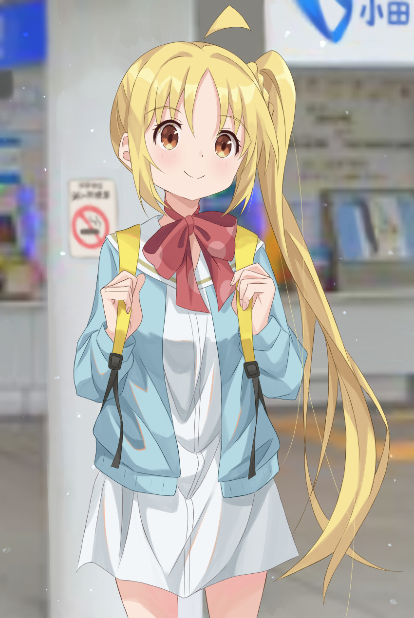 absurdres, ahoge, bag, blonde_hair, bocchi_the_rock!, bow, chinosuke_(cs4126), highres
