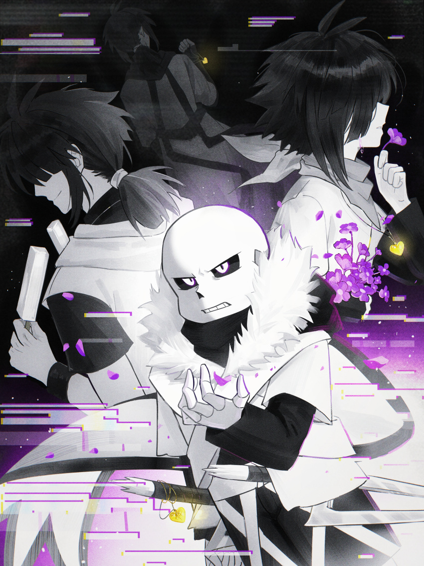 4boys, absurdres, alternate_universe, antenna_hair, bandana, bandana_around_neck, black_background, blunt_bangs
