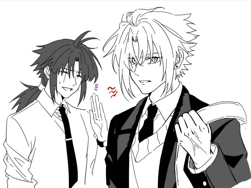 2boys, :d, ^_^, alternate_universe, antenna_hair, bag, bracelet, brothers