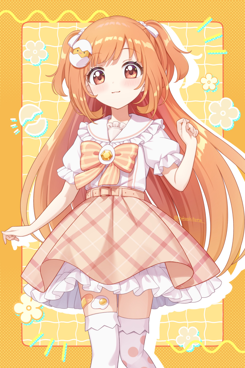 1girl, :3, artist_name, bandaid, bandaid_on_leg, belt, belt_buckle, blush