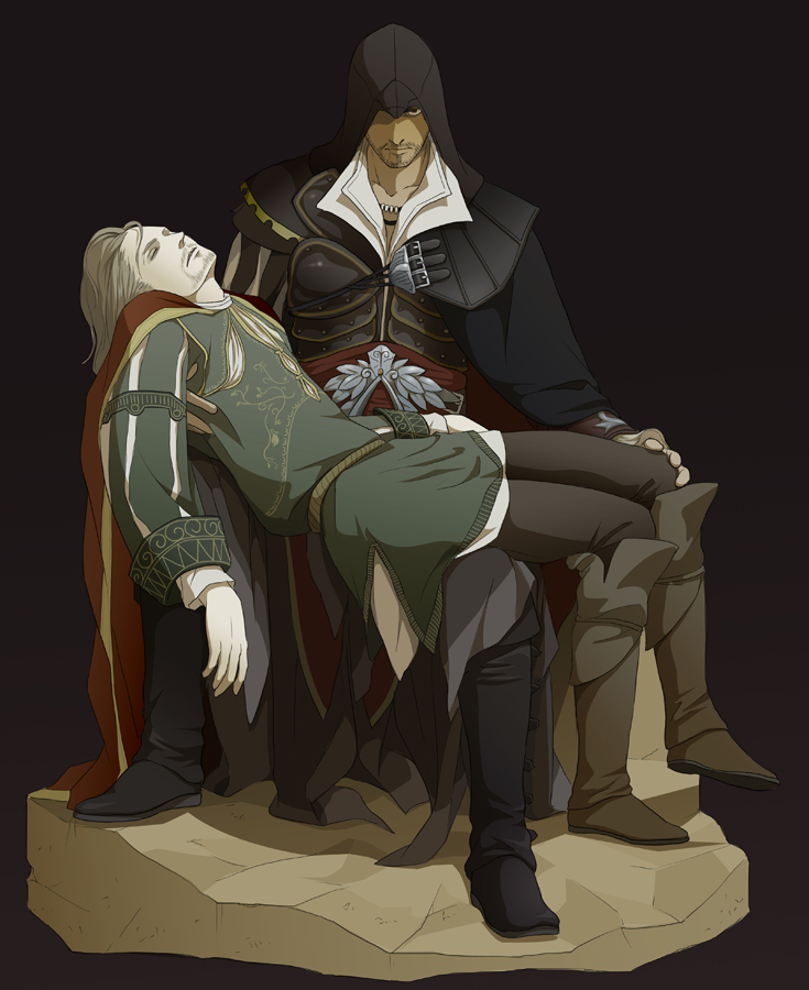 assassin's_creed, assassin's_creed_ii, assassin's_creed, assassin's_creed_ii, beard, brown_hair, closed_eyes, doubleleaf