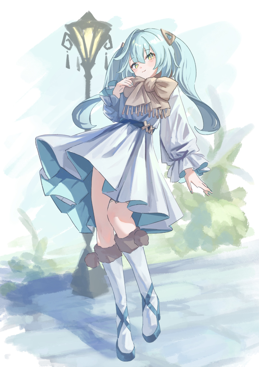 1girl, absurdres, adapted_costume, aqua_hair, aqua_nails, belt, blue_belt, boots