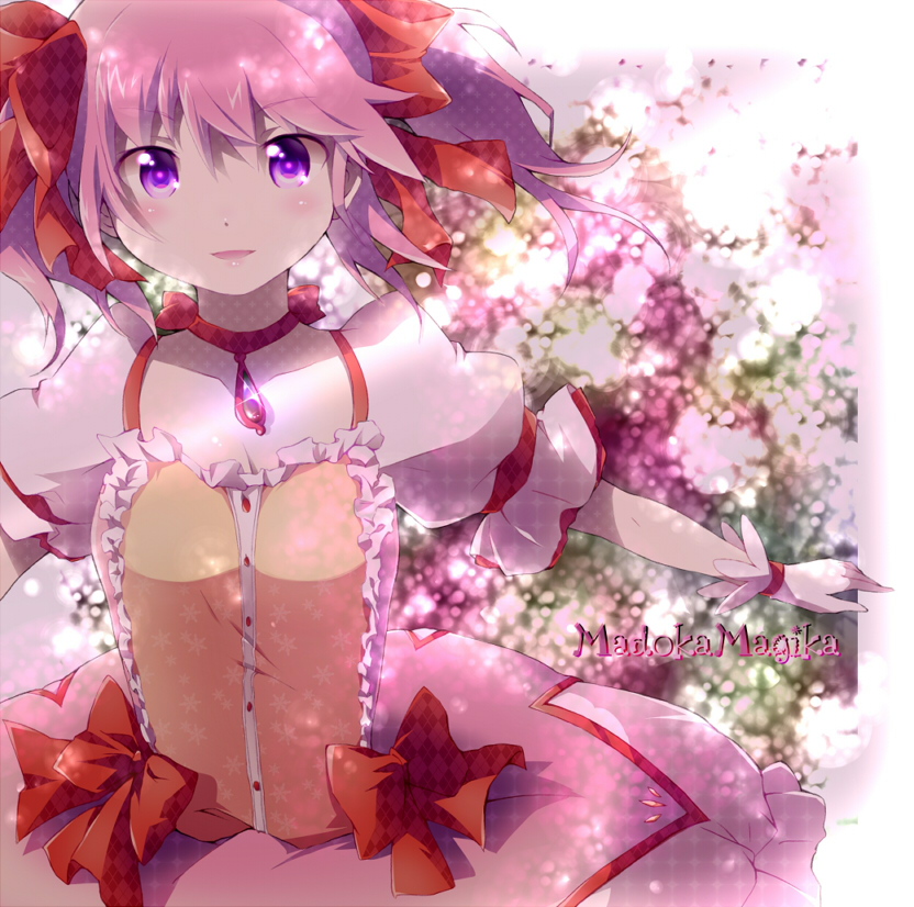 bow, choker, gloves, hair_bow, jewelry, kaname_madoka, mahou_shoujo_madoka_magica, nya?