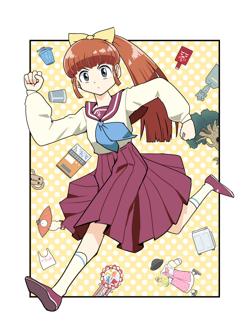 1boy, absurdres, highres, kurenai_tsubasa, orange_hair, otonami_sw, polka_dot, polka_dot_background