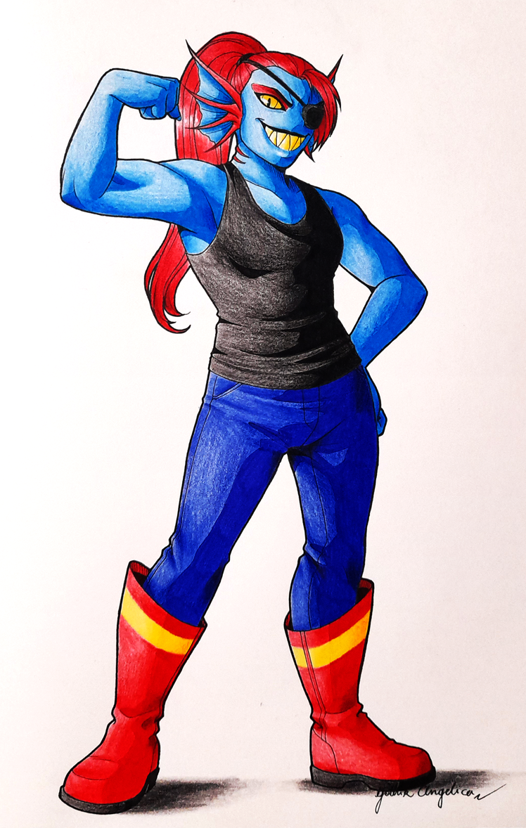 1girl, 2021, 2d, anthro, artist_name, black_eyepatch, black_tank_top, blue_pants
