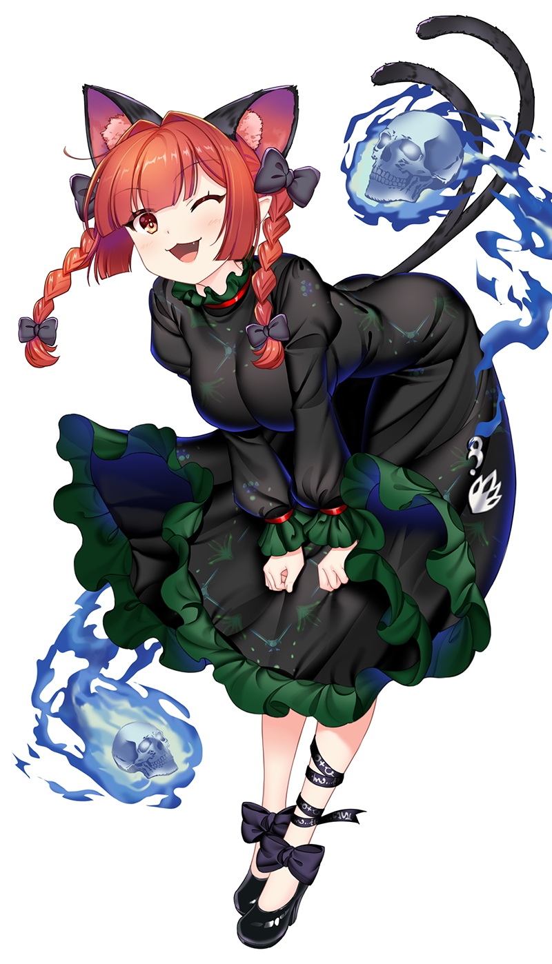 1girl, animal_ears, black_dress, braid, breasts, cat_ears, cat_girl, dress