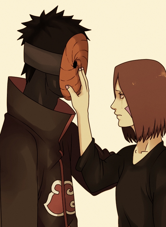 1boy, 1girl, akatsuki_uniform, bad_id, bad_pixiv_id, black_hair, black_shirt, brown_hair