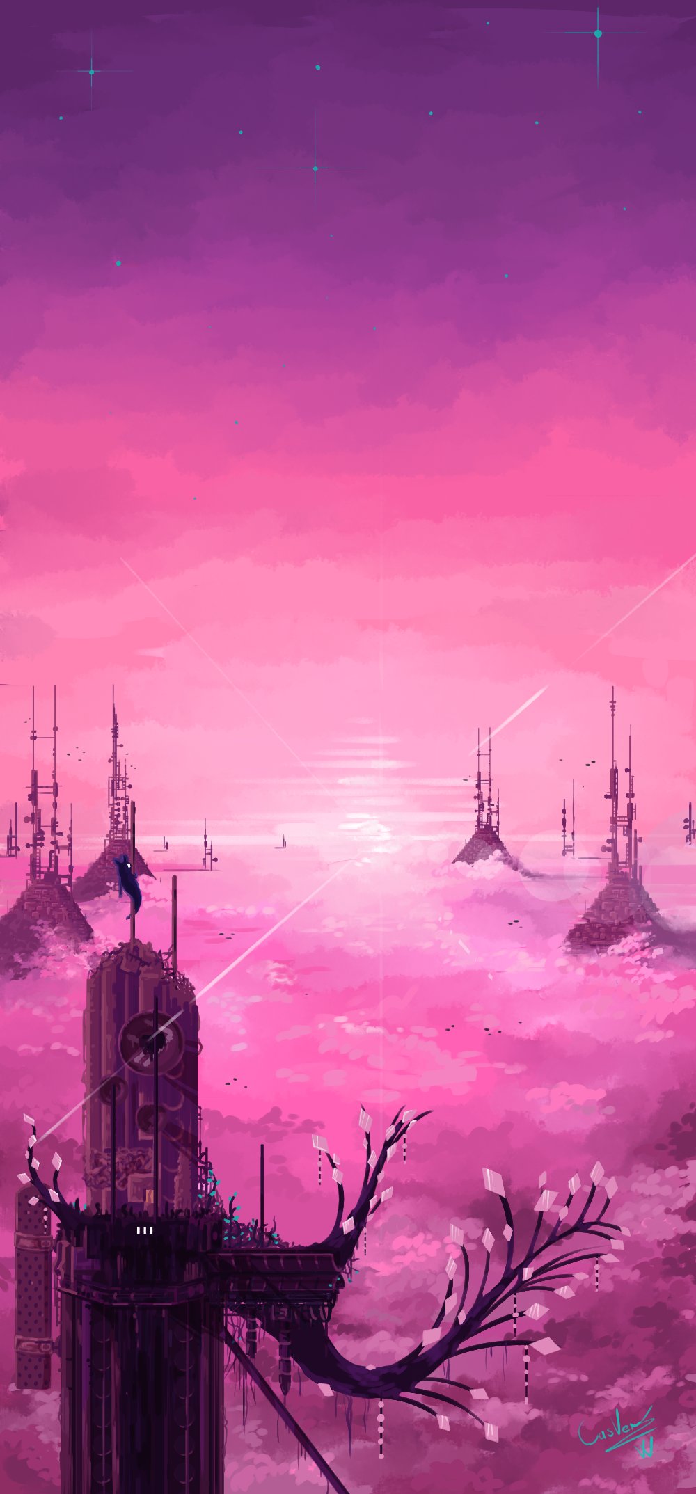 artist_name, building, casver_w, climbing, creature, english_commentary, highres, horizon