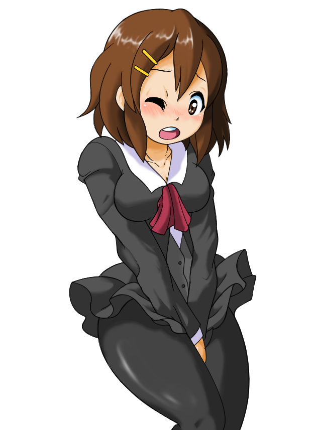 brown_eyes, brown_hair, cosplay, hirasawa_yui, k-on!, nakagawa_rui, pantyhose, school_uniform