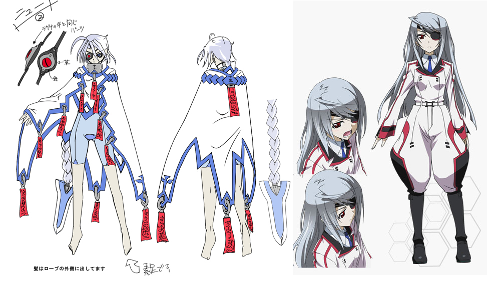 baggy_pants, blazblue, boots, braid, cape, character_sheet, comparison, eyepatch