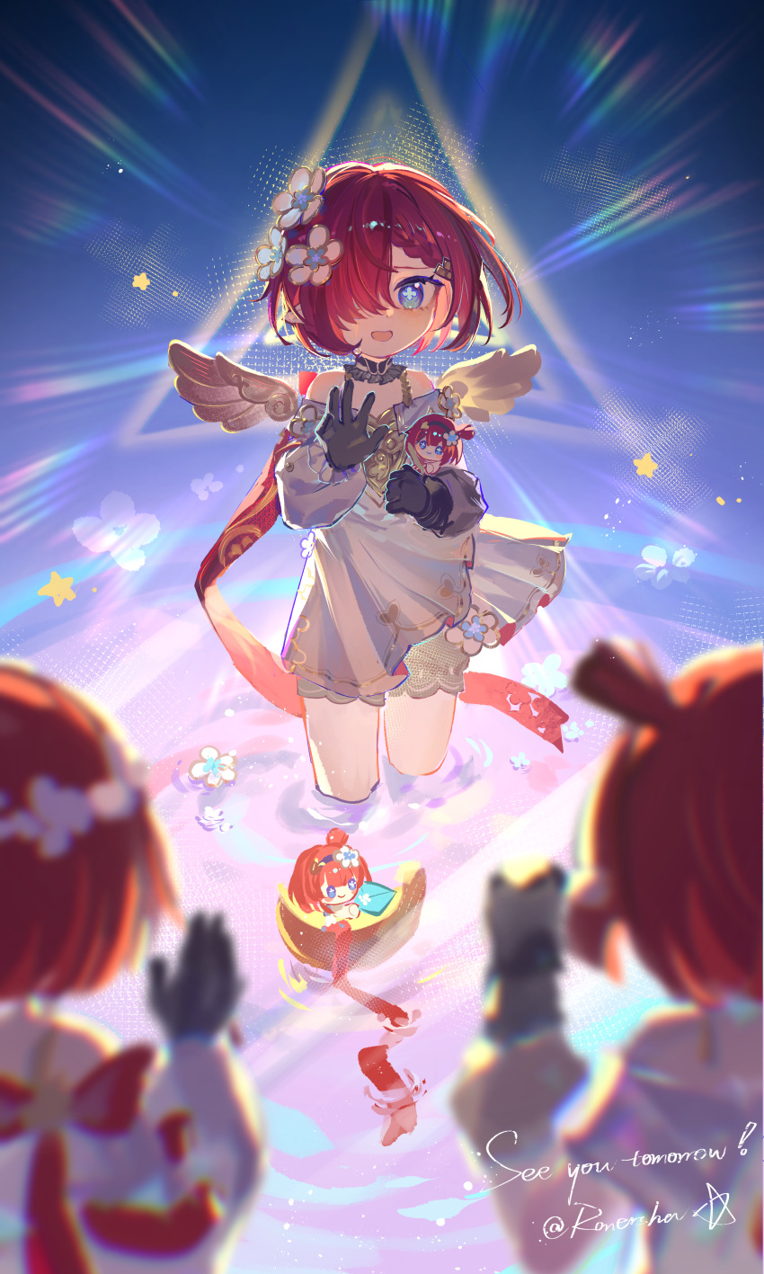 3girls, absurdres, angel_wings, black_gloves, blue_eyes, character_doll, chinese_commentary, commentary_request