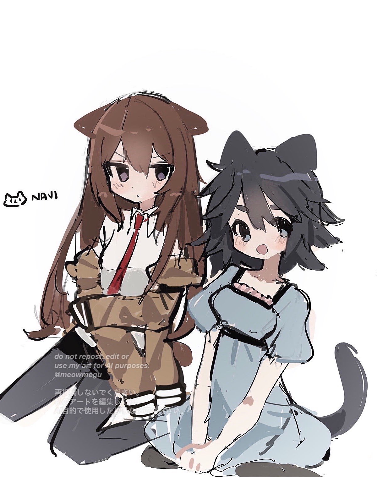 ame_(meowmegu), animal_ears, baggy_clothes, blush, cat_ears, cat_girl, cat_tail, hamster_ears