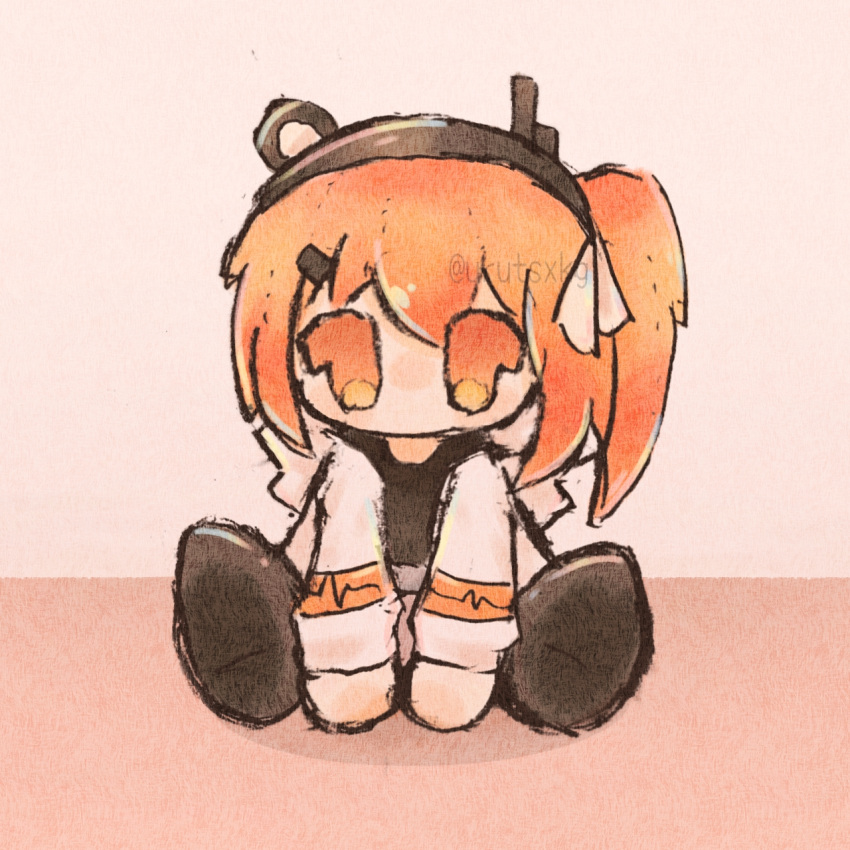 1girl, adachi_rei, black_shirt, chibi, chibi_only, english_commentary, full_body, highres