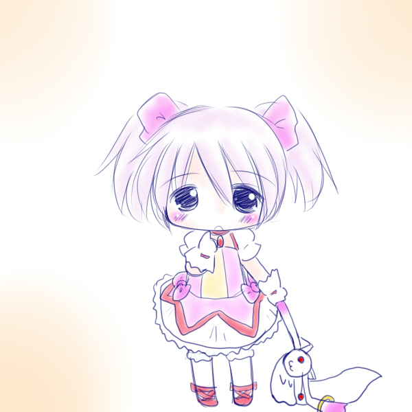 kaname_madoka, kyubey, kyuubee, mad_(kusakabe), magical_girl, mahou_shoujo_madoka_magica, pink_hair, ribbon