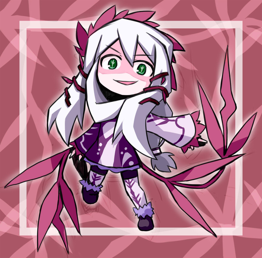 green_eyes, grin, hair_ornament, kugelschreiber, long_hair, mistelteinn, smile, solo
