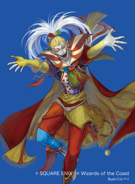 1boy, artist_name, asymmetrical_clothes, blonde_hair, blue_background, blue_eyes, blue_pants, cape