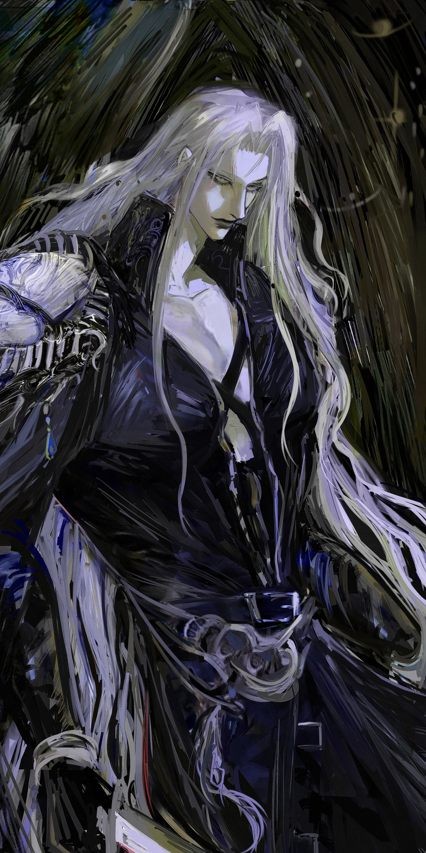 1boy, absurdly_long_hair, absurdres, armor, belt, belt_buckle, black_coat, buckle