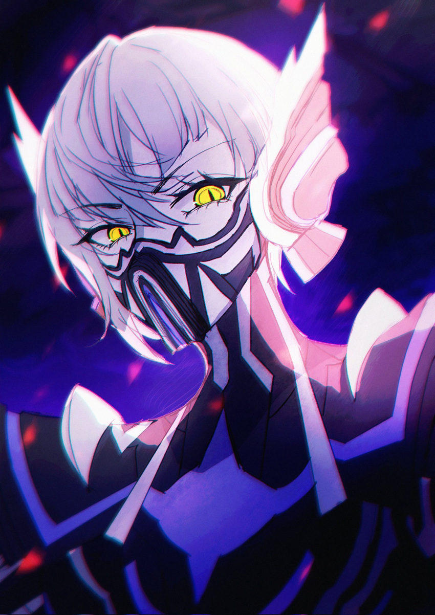 1boy, armor, asymmetrical_bangs, asymmetrical_hair, bodysuit, highres, looking_at_viewer, male_focus