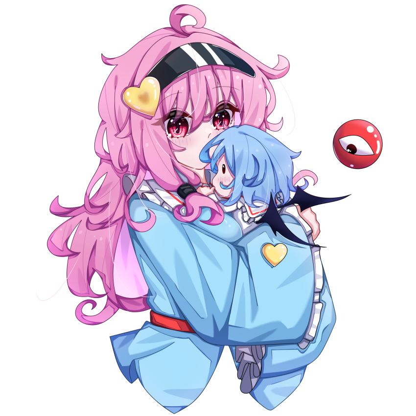 2girls, absurdres, aged_down, ahoge, alternate_hair_length, alternate_hairstyle, baby, bat_wings