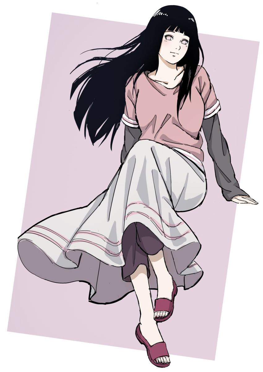 1girl, black_hair, blunt_bangs, closed_mouth, full_body, highres, hyuuga_hinata, long_hair