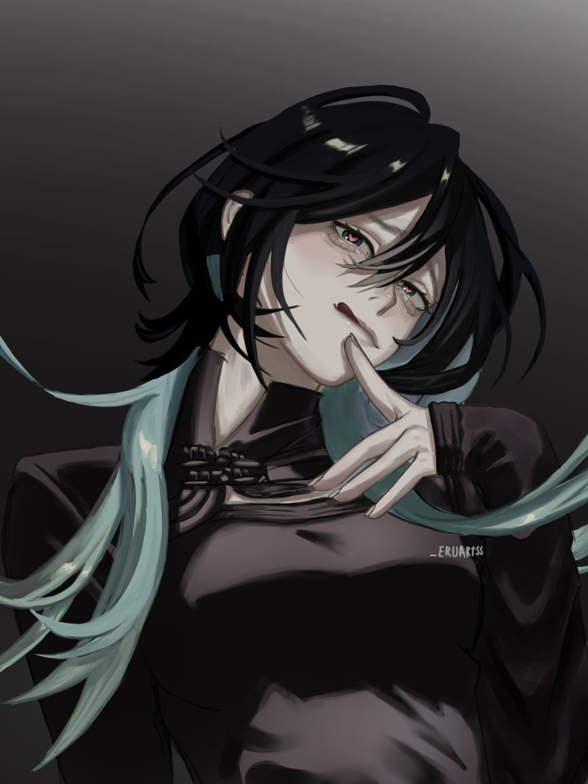 1girl, black_hair, blonde_hair, blush, brown_hair, erunaria7, gokurakugai, highres