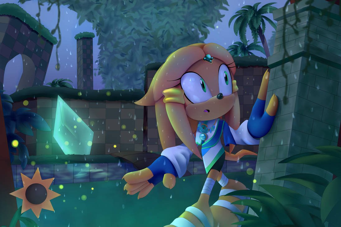 1girl, animal_nose, bandaged_leg, bandages, blue_gloves, brick_wall, bush, chaosc0ntr0l