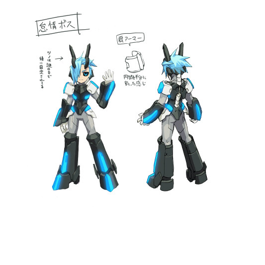 1boy, armor, azure_striker_gunvolt, azure_striker_gunvolt_1, black_armor, black_boots, black_sclera, blue_eyes
