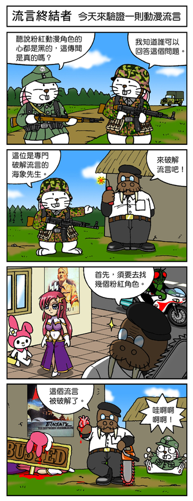 4koma, blood, bunny, chainsaw, chinese, comic, crossover, death
