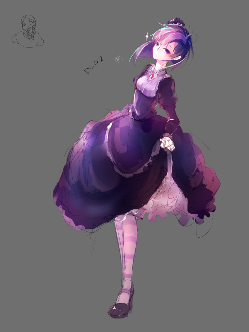 1girl, absurdres, black_dress, blackberry_cookie, bow, brooch, cookie_run, cookie_run:_ovenbreak