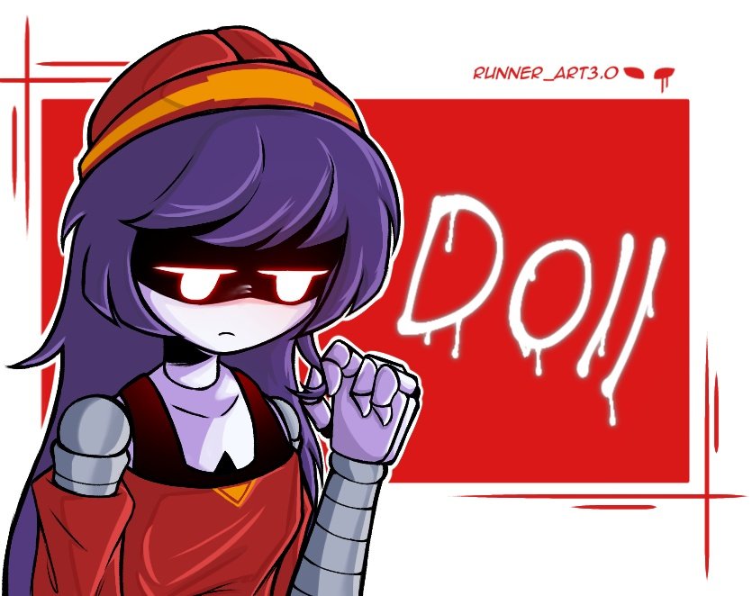1girl, android, black_hat, character_name, closed_mouth, doll_(murder_drones), hat, long_hair