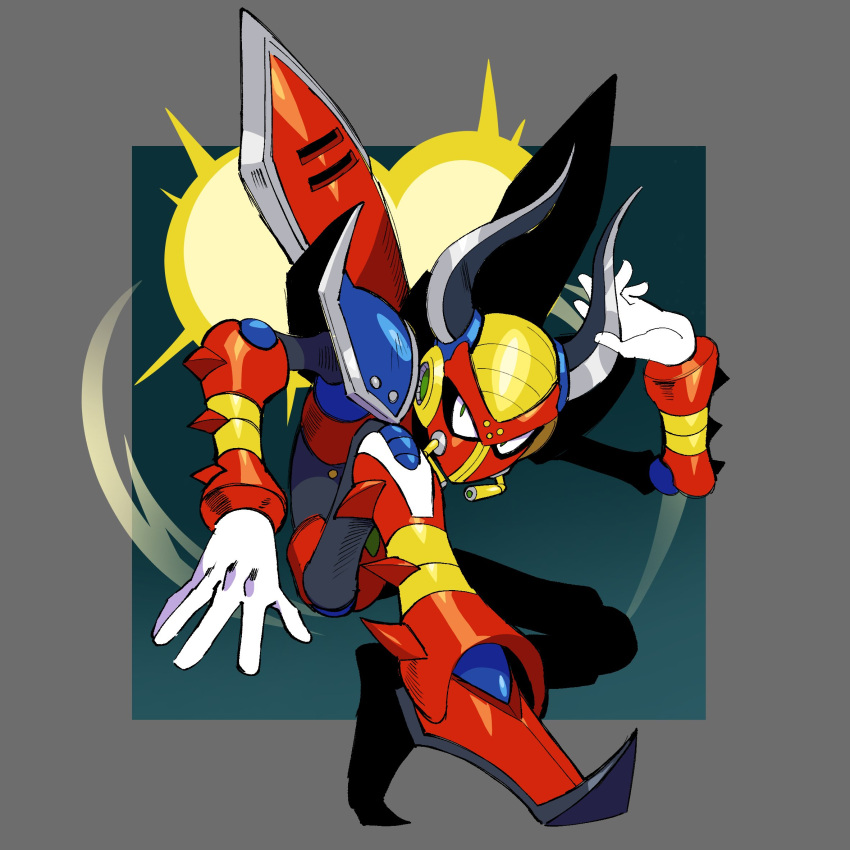 1boy, armor, beetle_boy, blade_horns, blue_armor, boomer_kuwanger_(mega_man), drawloverlala, full_body