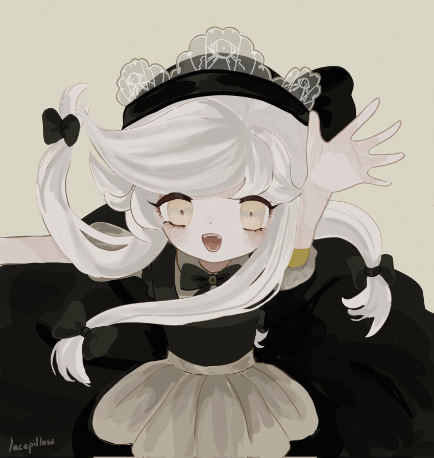 1girl, apron, bow, cyn_(murder_drones), dress, highres, humanization, lacepillow