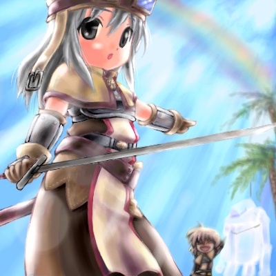 2000s_(style), 2girls, badbullet, blonde_hair, brown_capelet, brown_dress, brown_gloves, capelet
