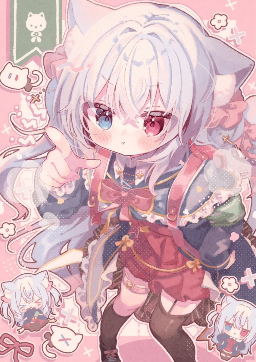 >_<, 1girl, :t, asymmetrical_legwear, blue_eyes, blue_hair, blue_jacket, blush