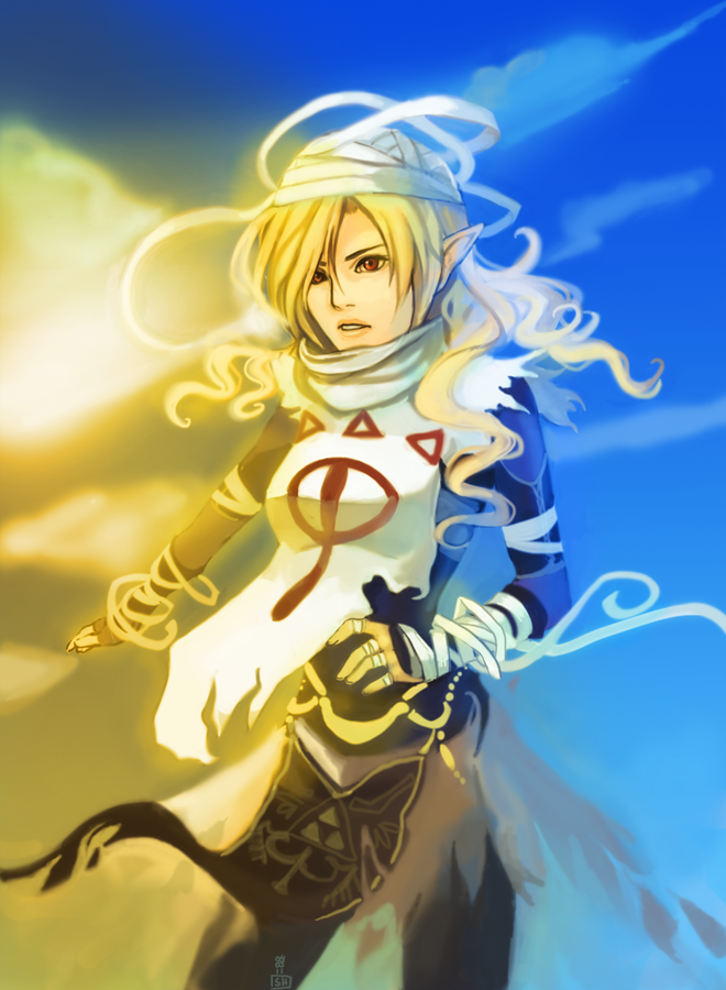 bandage, bandages, blonde_hair, female, long_hair, nintendo, ocarina_of_time, pointy_ears