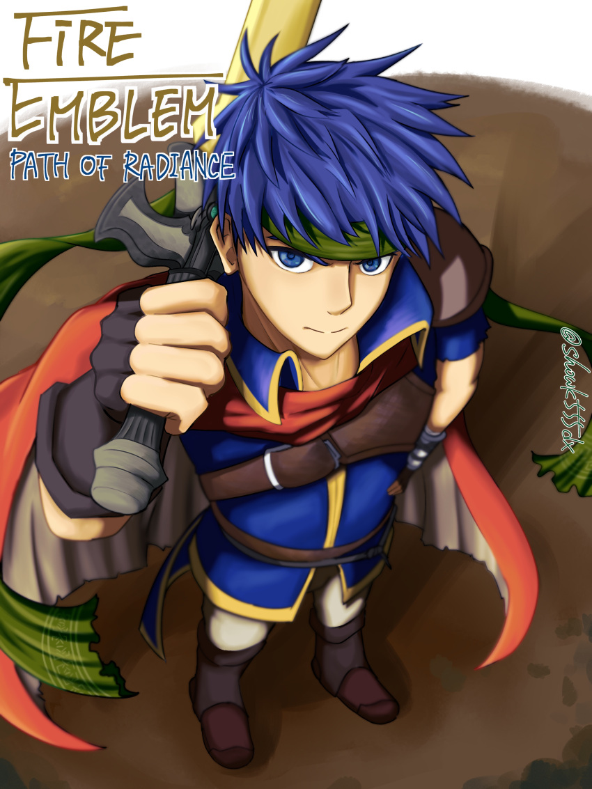 1boy, absurdres, blue_eyes, blue_hair, cape, commentary_request, copyright_name, fire_emblem