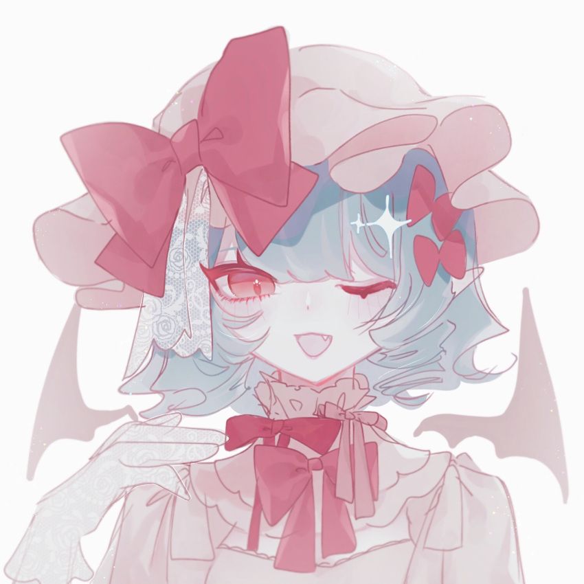 1girl, bat_wings, black_eyeliner, blunt_bangs, blush, bow, bowtie, collared_shirt