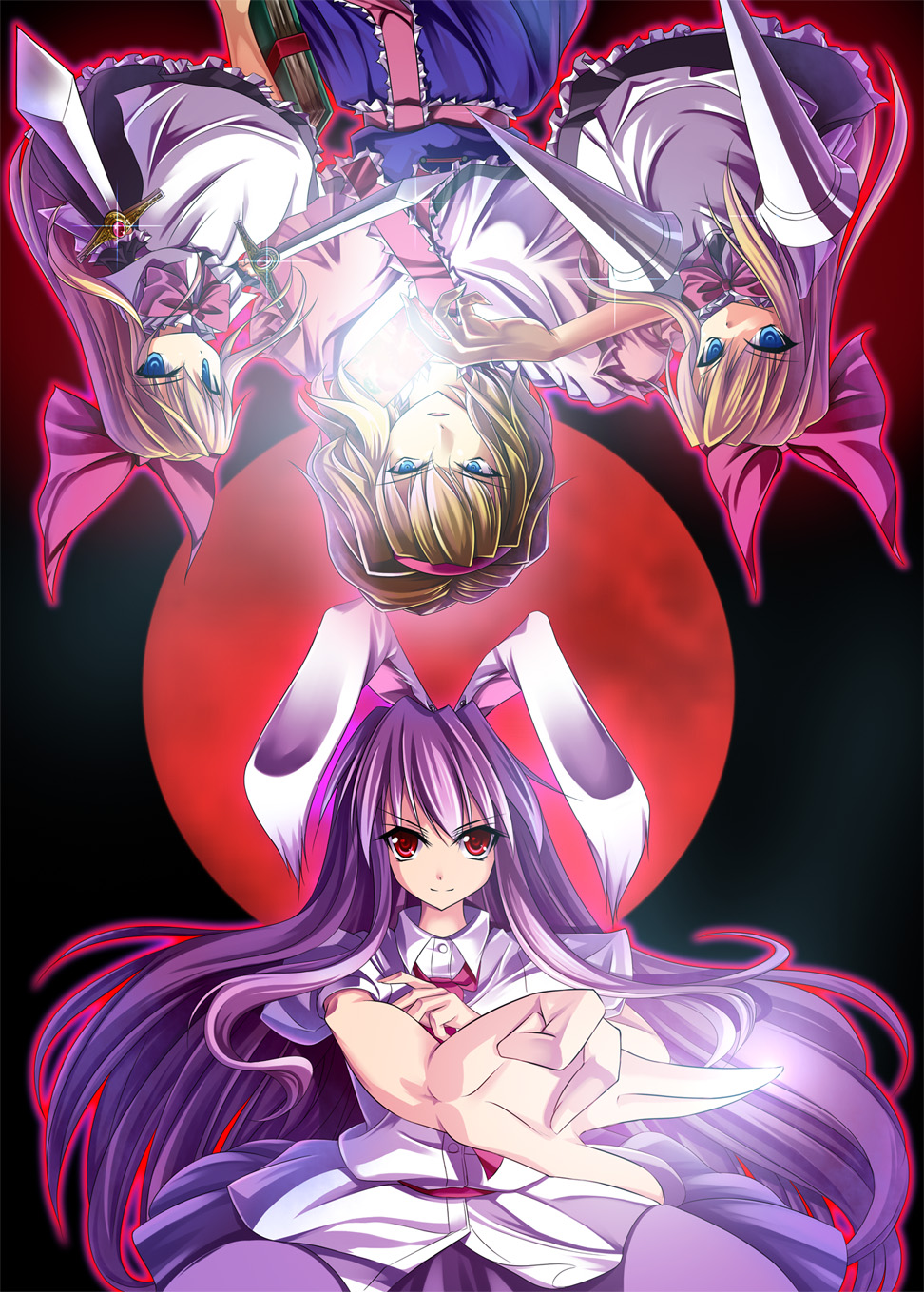 alice_margatroid, animal_ears, blonde_hair, blue_eyes, bunny_ears, bust, capelet, doll