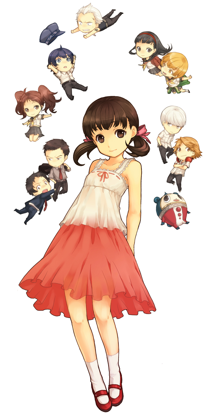 amagi_yukiko, black_eyes, black_hair, blue_eyes, blue_hair, brown_eyes, brown_hair, chibi