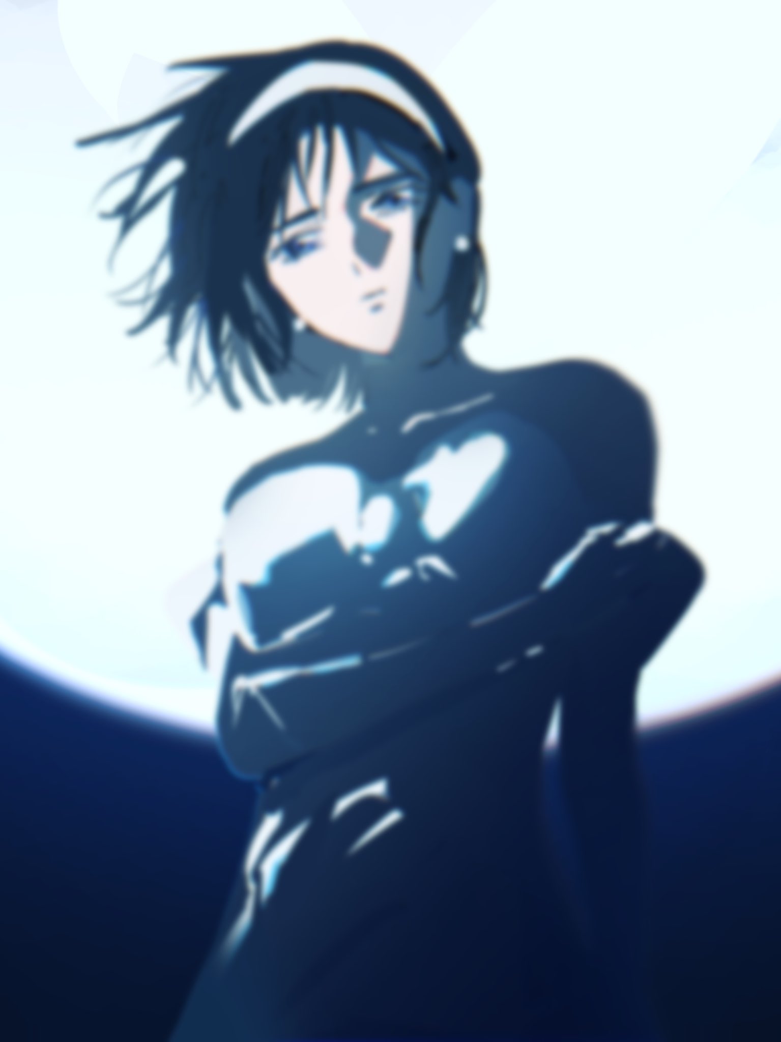 1girl, alien_stage, black_hair, commentary, dress, earrings, english_commentary, gloves