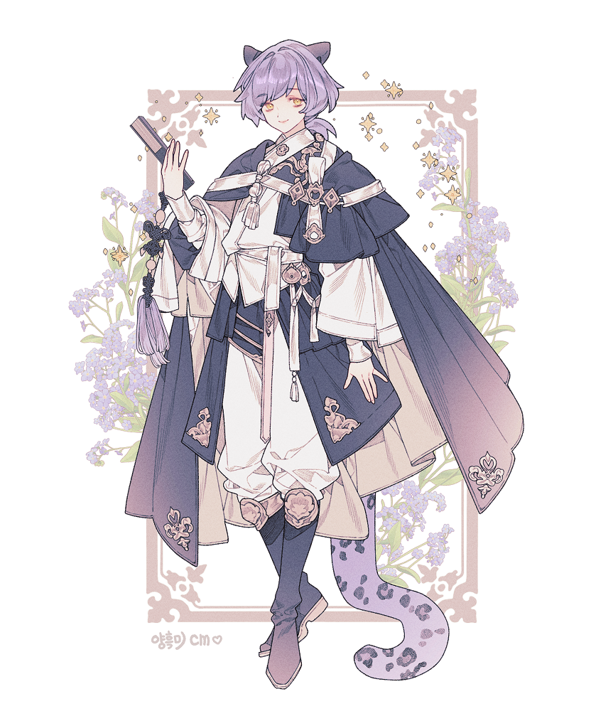 1boy, animal_ears, black_boots, book, boots, cape, closed_mouth, commentary