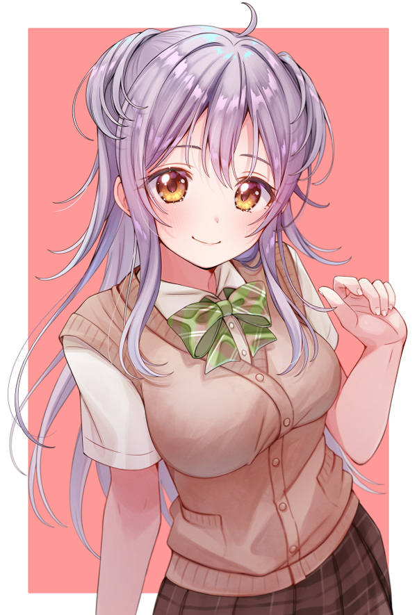 1girl, 31reyo, ahoge, avatar_2.0_project, bow, bowtie, brown_eyes, brown_skirt