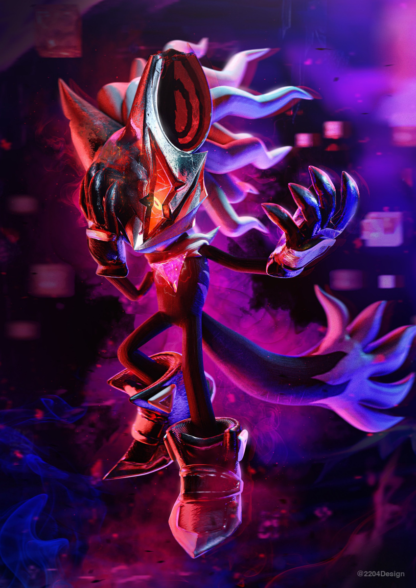 1boy, 2204design, absurdres, black_gloves, blender_(medium), clawed_gauntlets, colored_sclera, commentary