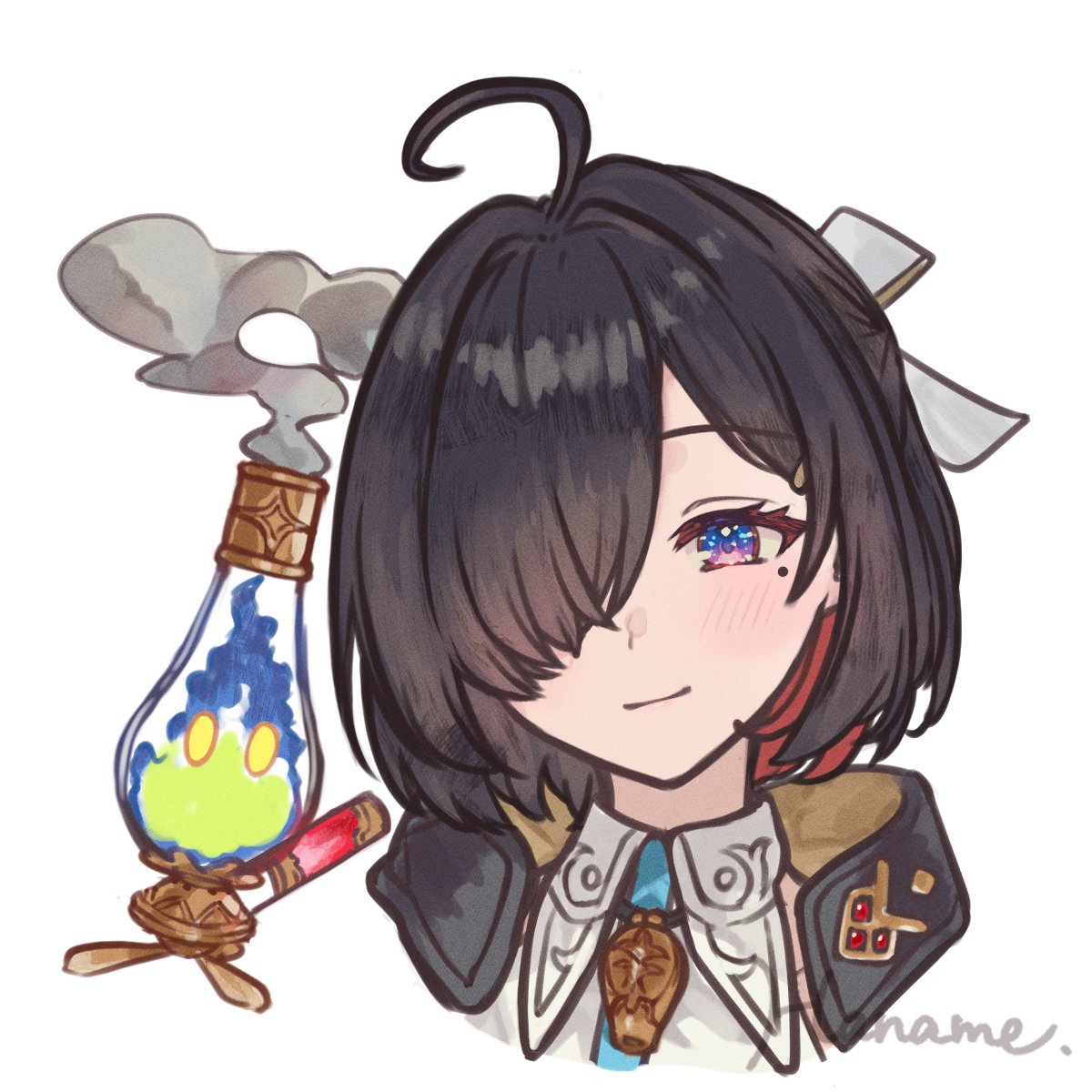 1girl, ahoge, atelier_(series), atelier_yumia, blush, flammi_(atelier), hair_ornament, hairclip