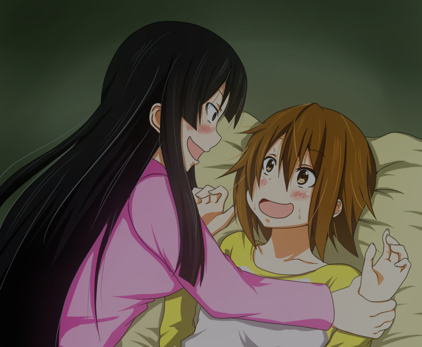 akiyama_mio, black_hair, blush, brown_eyes, brown_hair, hair_down, hime_cut, k-on!