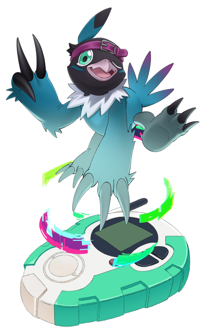 absurdres, alternate_color, beak, black_fur, blue_fur, claws, digimon, digimon_(creature)