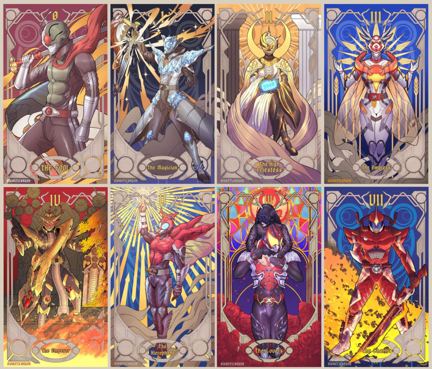 2068, 2girls, 3boys, acceldriver, antennae, apocalypse, armor, artist_name