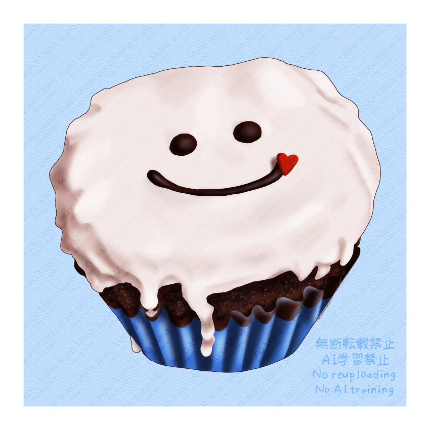 border, commentary_request, cupcake, dessert, food, food_focus, heart, highres