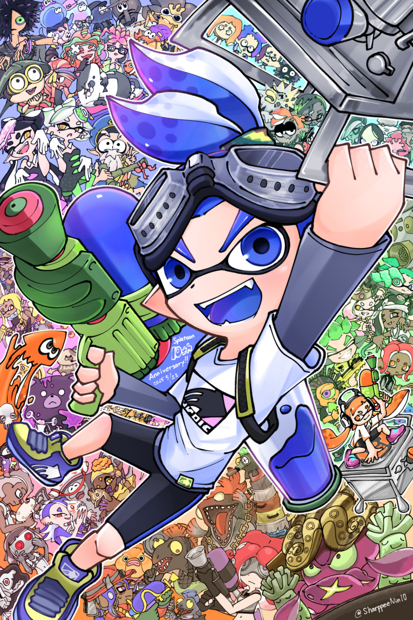6+boys, 6+girls, agent_8_(splatoon), annie_(splatoon), anniversary, beanie, beard, big_man_(splatoon)